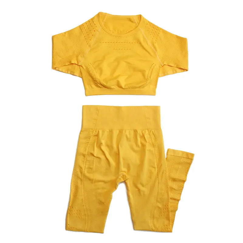 Women's Seamless Yoga & Gym Set in Yellow - MrBiggz Fitness Shop