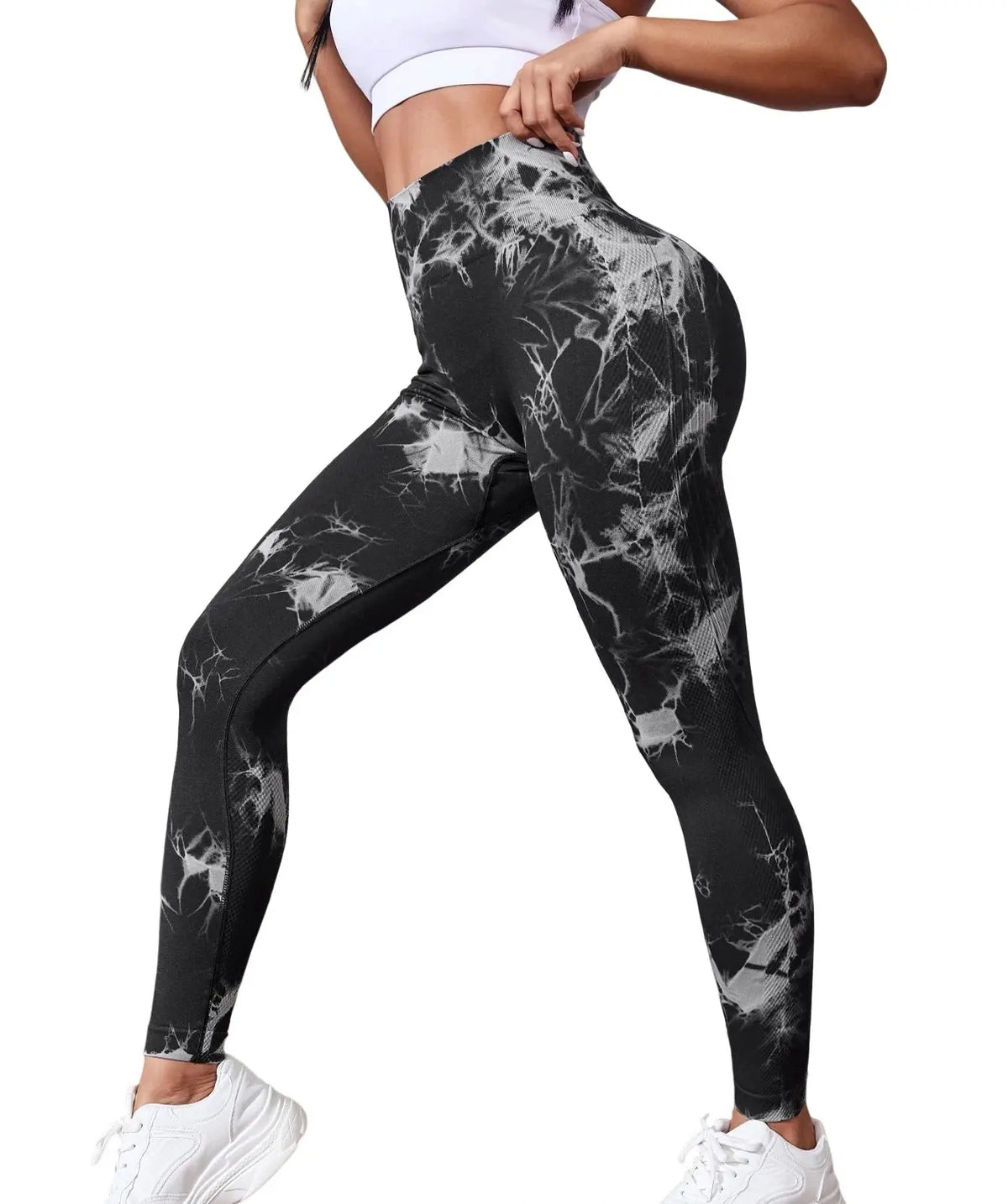 Seamless Tie-Dye High-Waist Leggings in A06 - MrBiggz Fitness Shop