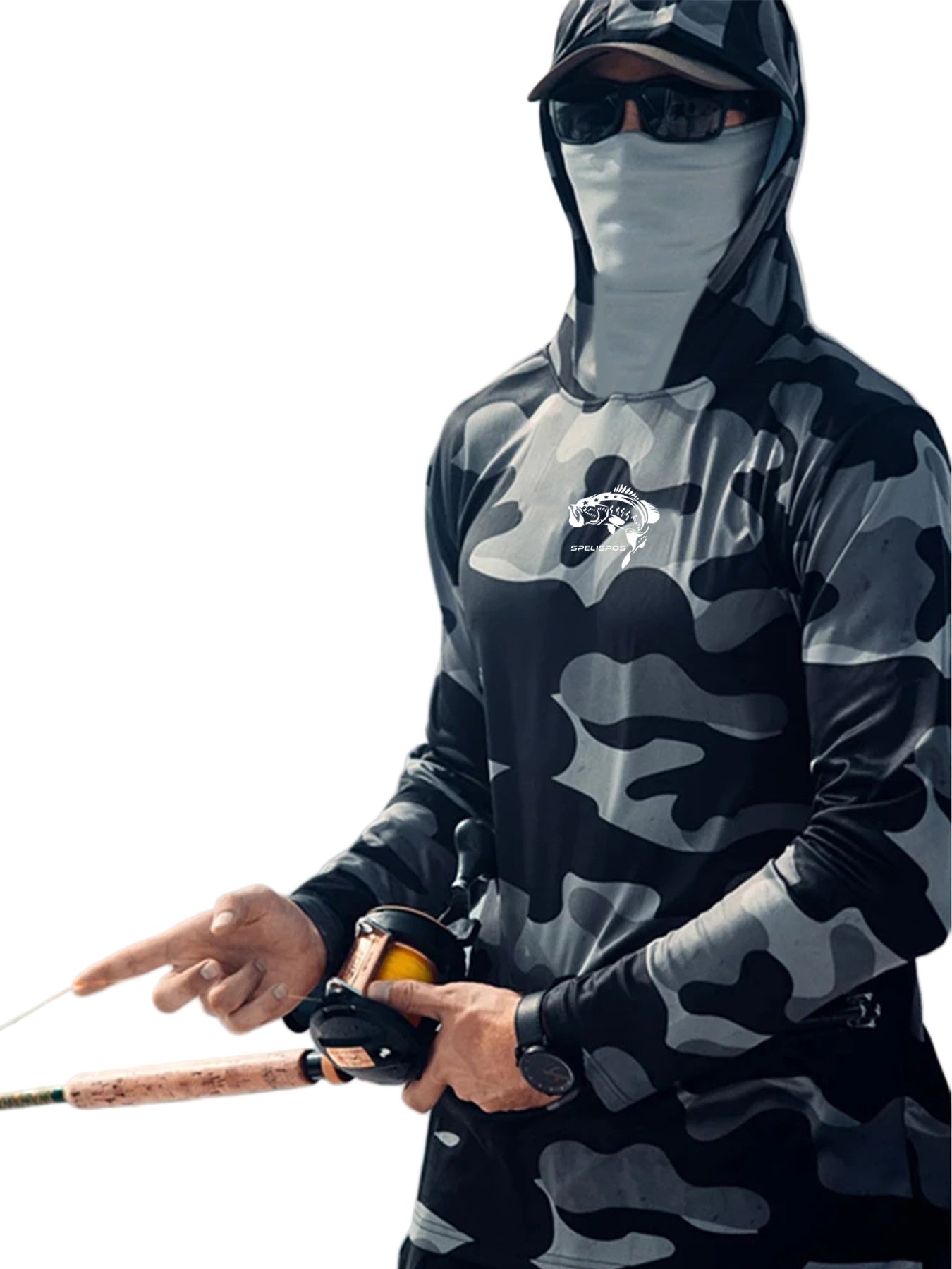Fishing Hoodie Face Mask Neck Cover Sailing Shirt Summer Men Long Sleeve Sun Protection Hunting Jersey Camisa De Pesca Performance Fish Gear Beach Tops Wear Climbing Uniform MrBiggz Shop