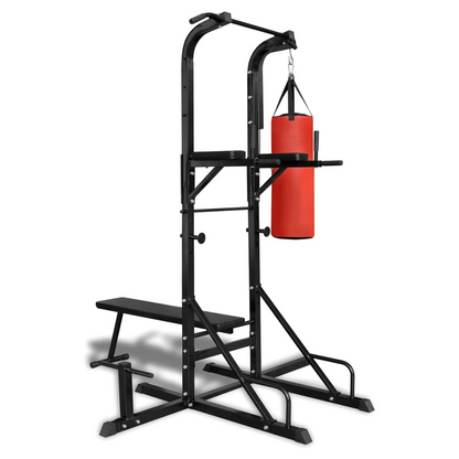 Power Tower with Sit-up Bench and Boxing Bag - Multi-Functional Fitness Equipment