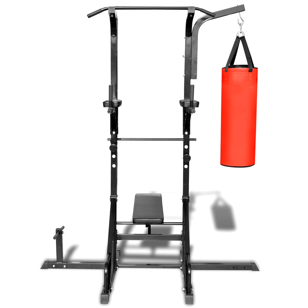 Power Tower with Sit-up Bench and Boxing Bag - Multi-Functional Fitness Equipment