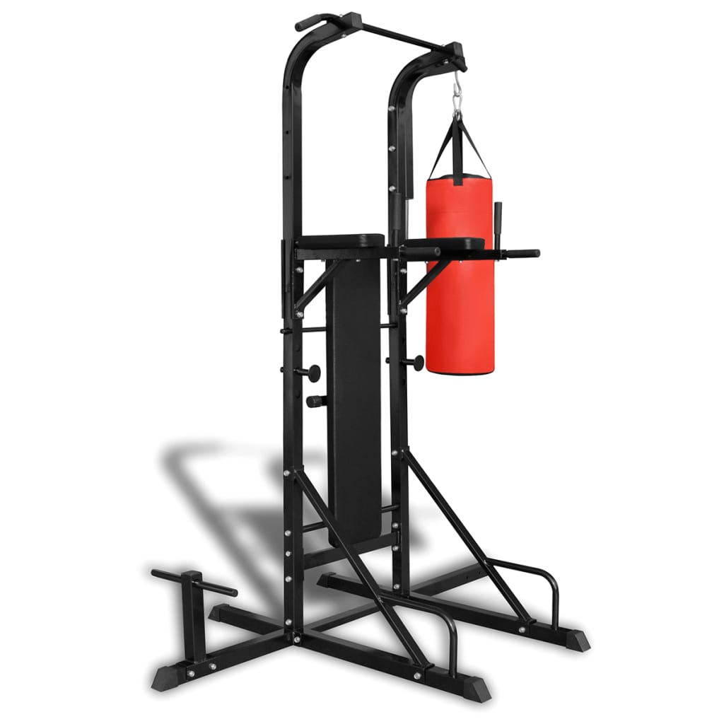 Power Tower with Sit-up Bench and Boxing Bag - Multi-Functional Fitness Equipment