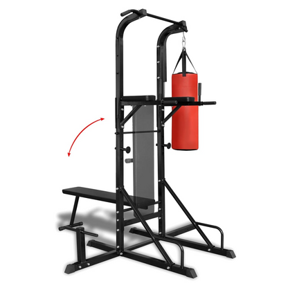 Power Tower with Sit-up Bench and Boxing Bag - Multi-Functional Fitness Equipment