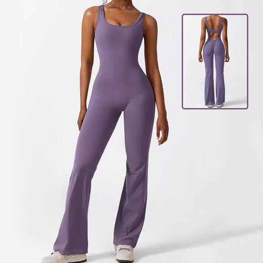 Women Sleeveless Flare Jumpsuits For Fitness, Yoga And More