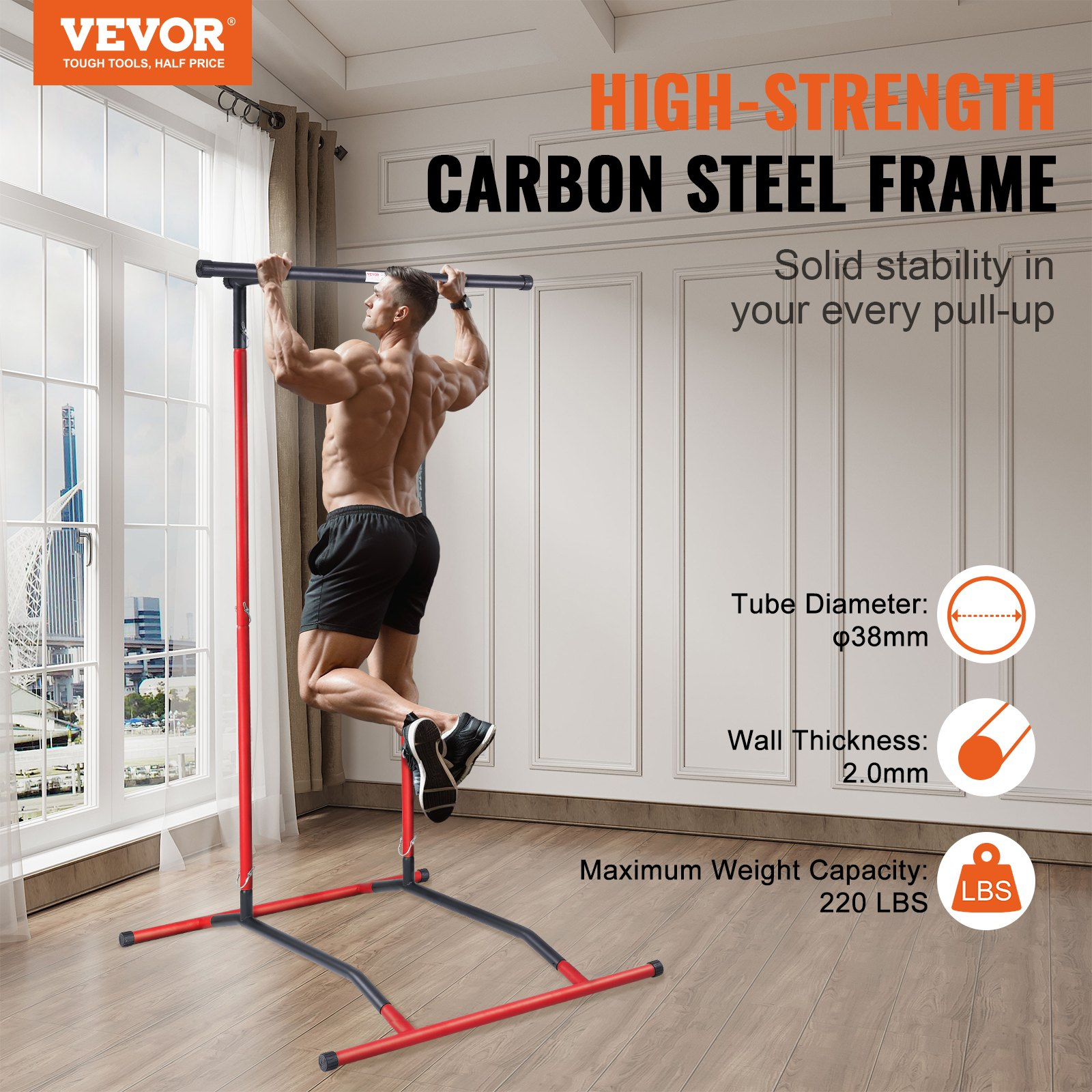 VEVOR Power Tower Dip Station - Adjustable Height, Multi-Function Strength Training Equipment