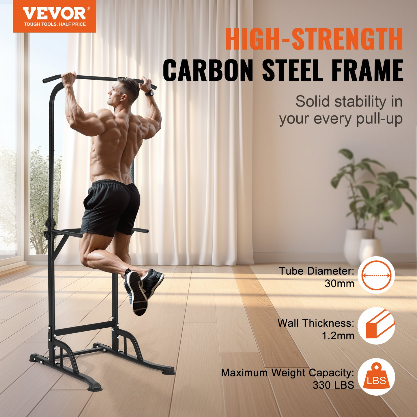 VEVOR Power Tower Dip Station - Adjustable Pull Up Bar Stand for Home Gym Fitness