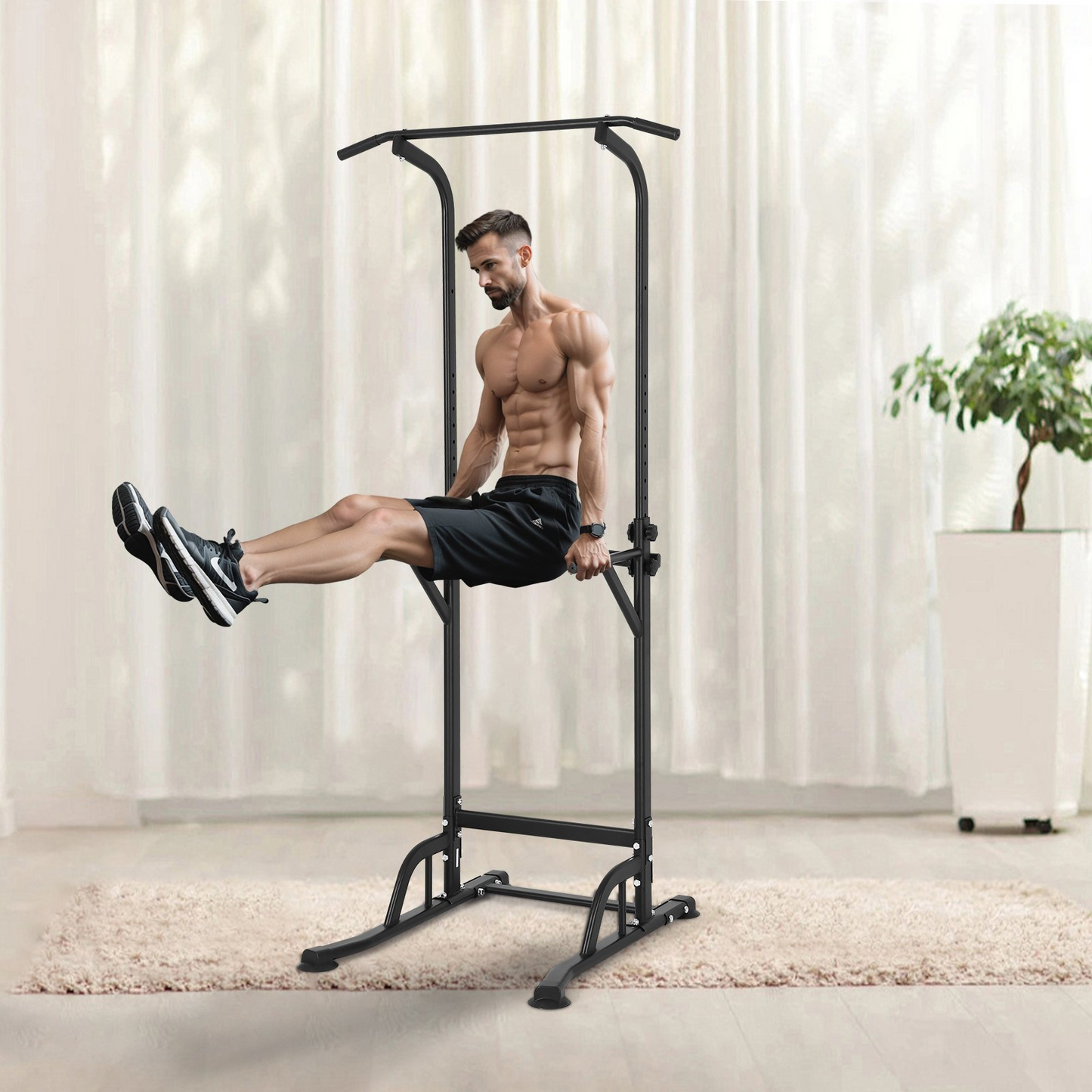 VEVOR Power Tower Dip Station - Adjustable Pull Up Bar Stand for Home Gym Fitness