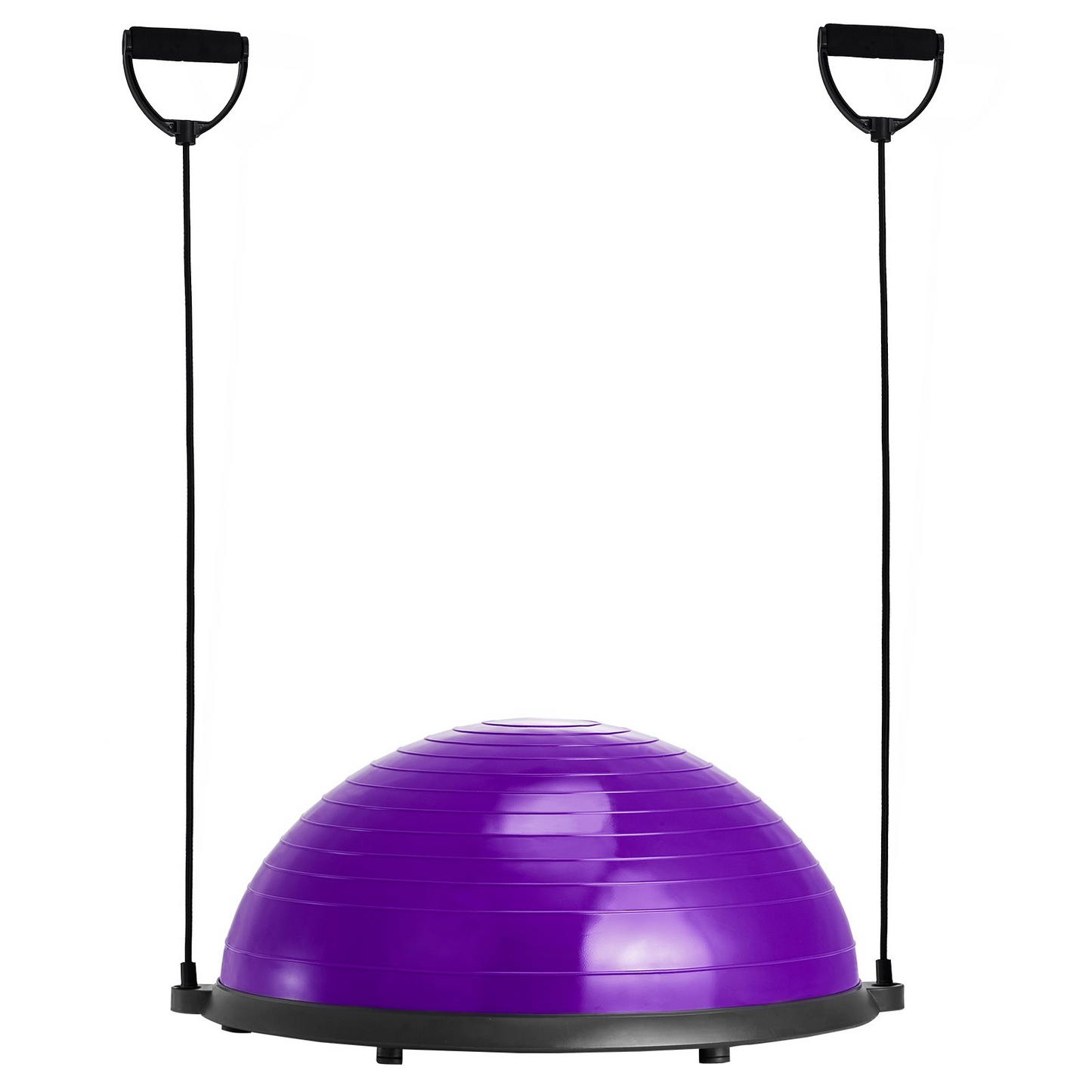 VEVOR Half Exercise Ball Trainer, 23 inch Balance Ball Trainer, 660lbs Stability Ball, Yoga Ball with Resistance Bands & Foot Pump, Strength Fitness Ball for Home Gym, Full Body Workout, Purple