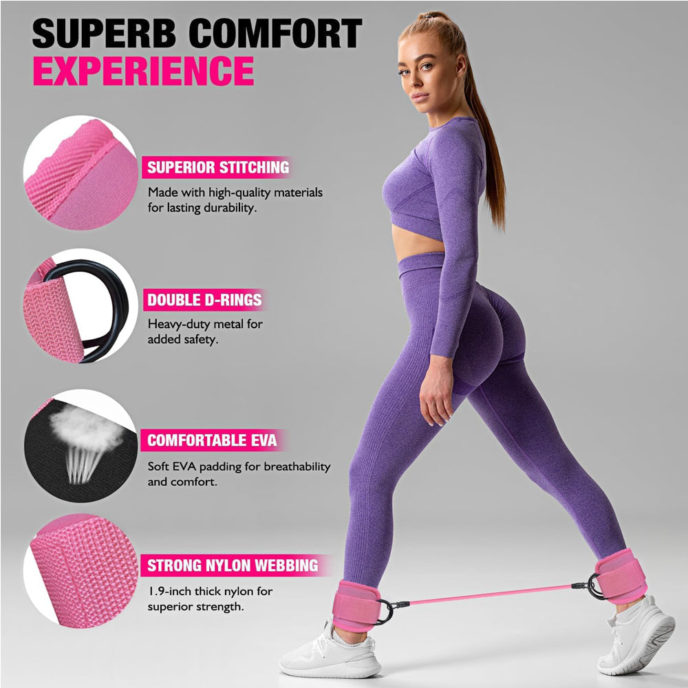 Ankle Resistance Bands With Cuffs For Women & Men,Adjustable Leg Workout Bands For Kickbacks, Booty Lift For Home Gym MrBiggz Shop