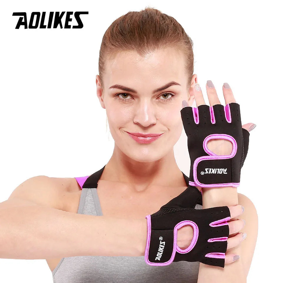 AOLIKES  Men And Women Half Finger Sports Fitness Exercise Training Wrist Gloves Anti-slip