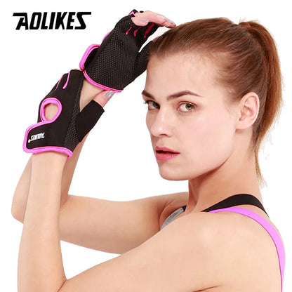 AOLIKES  Men And Women Half Finger Sports Fitness Exercise Training Wrist Gloves Anti-slip