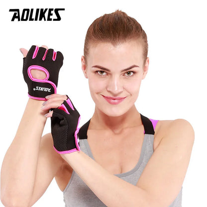 AOLIKES  Men And Women Half Finger Sports Fitness Exercise Training Wrist Gloves Anti-slip