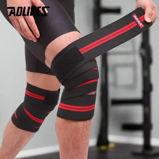 BOGO 50% OFF! AOLIKES 1PCS 2M*8CM Fitness Pressurized Straps Gym Weight Lifting Leg Knee Compression Training Wraps Elastic Bandages