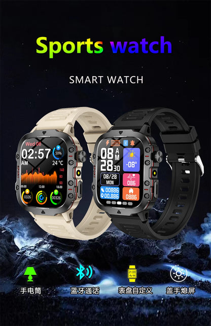 New For Huawei Xiaomi Military GPS Track Smart Watch Men Flashlight Waterproof Outdoor Sport Tracker Bluetooth Call Smartwatch