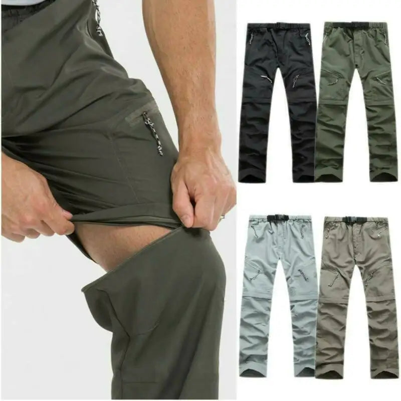 New Men'S Fashion Convertible Quick Dry Zip Outdoor Hiking Pants Jogging Running Breathable Trousers Shorts