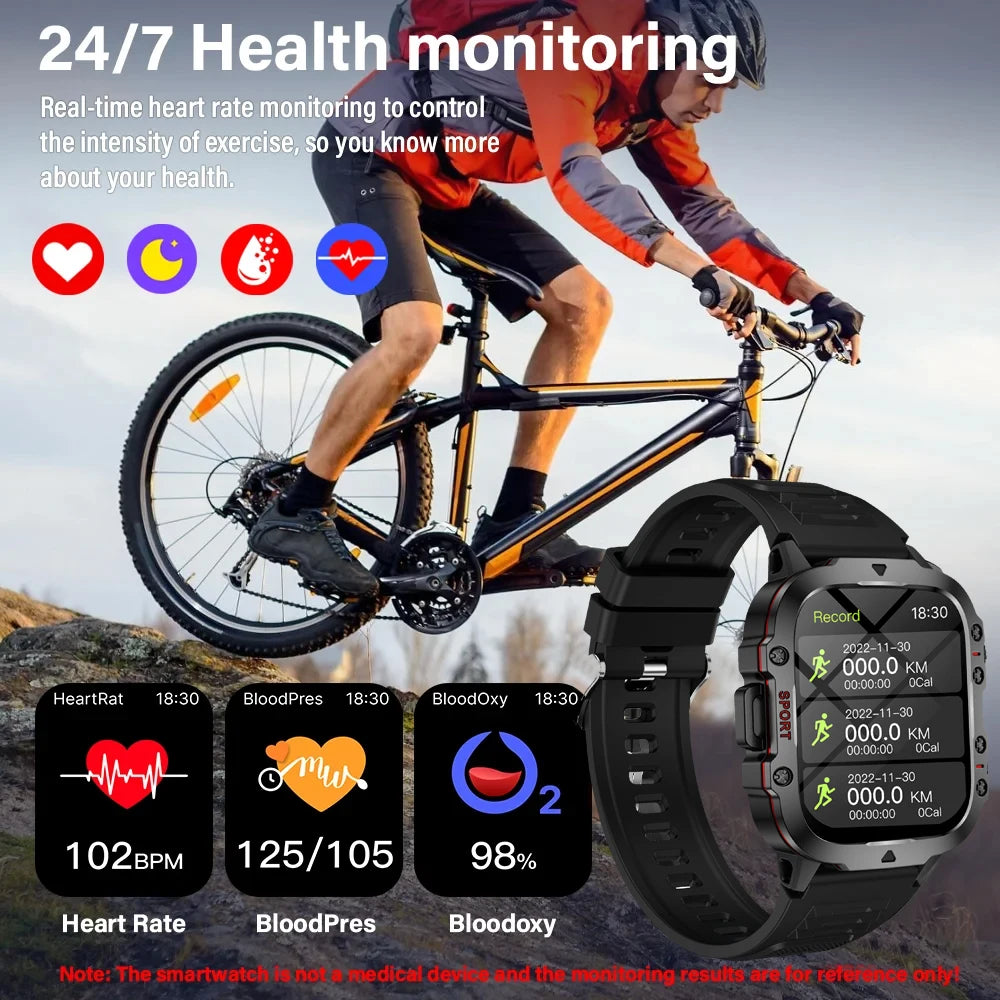 New For Huawei Xiaomi Military GPS Track Smart Watch Men Flashlight Waterproof Outdoor Sport Tracker Bluetooth Call Smartwatch