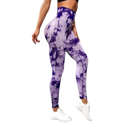 Seamless Tie Dye Leggings Push up High waist Sport Pants Women Clothing