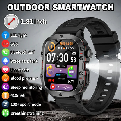 New For Huawei Xiaomi Military GPS Track Smart Watch Men Flashlight Waterproof Outdoor Sport Tracker Bluetooth Call Smartwatch