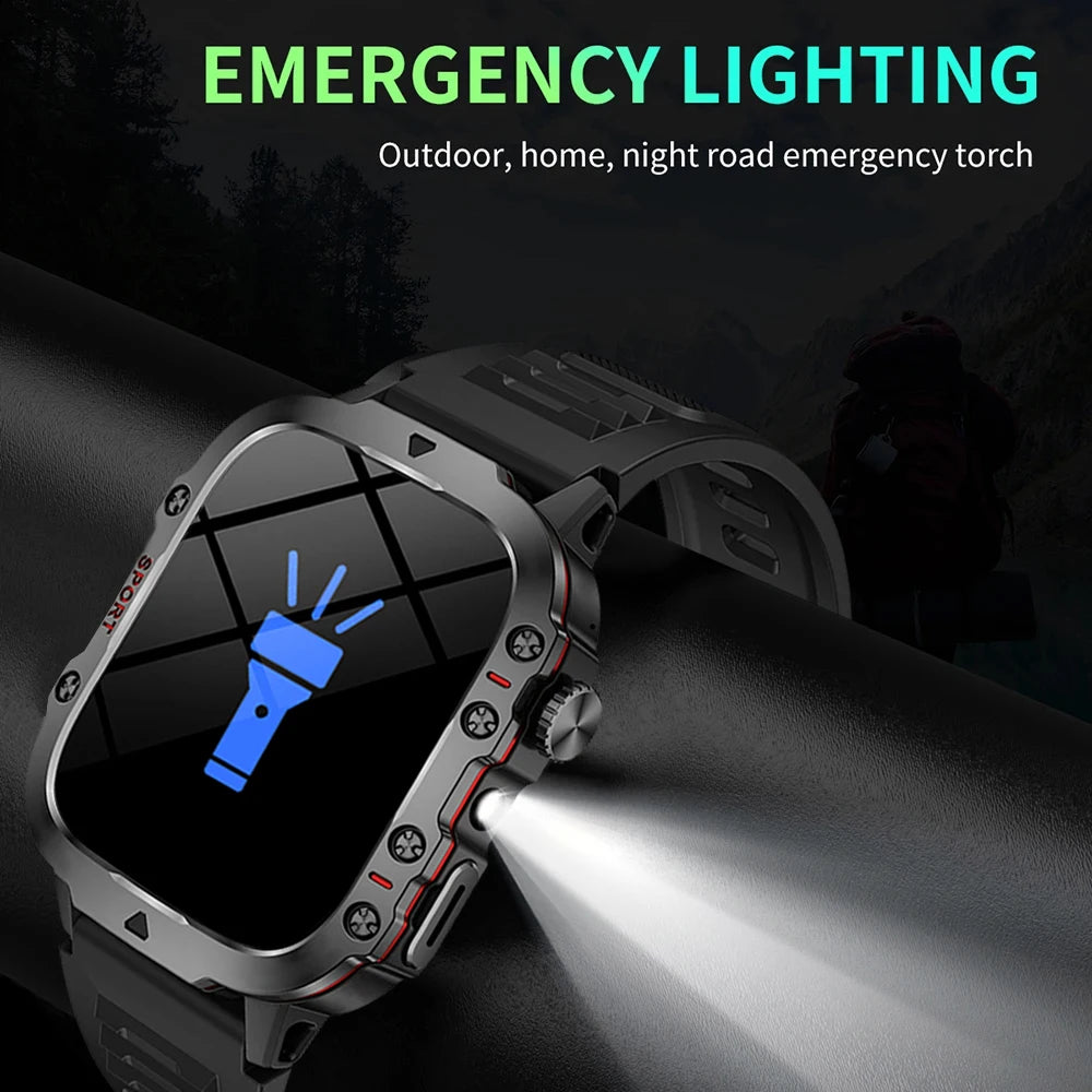 New For Huawei Xiaomi Military GPS Track Smart Watch Men Flashlight Waterproof Outdoor Sport Tracker Bluetooth Call Smartwatch