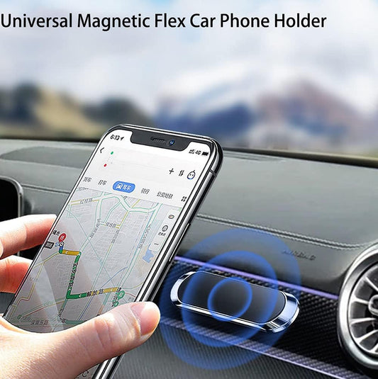 Universal Magnetic Flex Car Phone Holder, Car Multifunctional Mobile Phone Bracket 360 Degree, Carmount Smartphone Magnet, Mini-Size, Suitable for All Phones from 4-7 Inches(Silver)