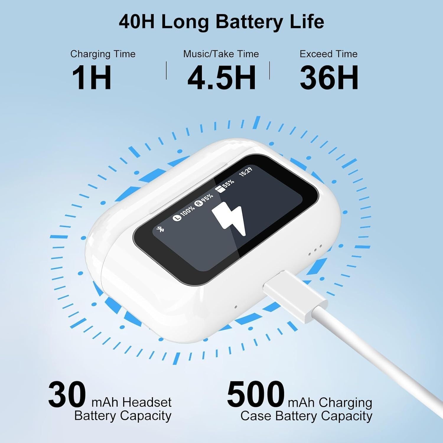 Wireless Earbuds, 5.4 Bluetooth Headphones With Touch Screen Ear Buds, ANC ENC Noise Cancelling Earbuds Headphones With Microphone, Wireless Bluetooth In Ear Earphones For Android IOS Phones MrBiggz Shop