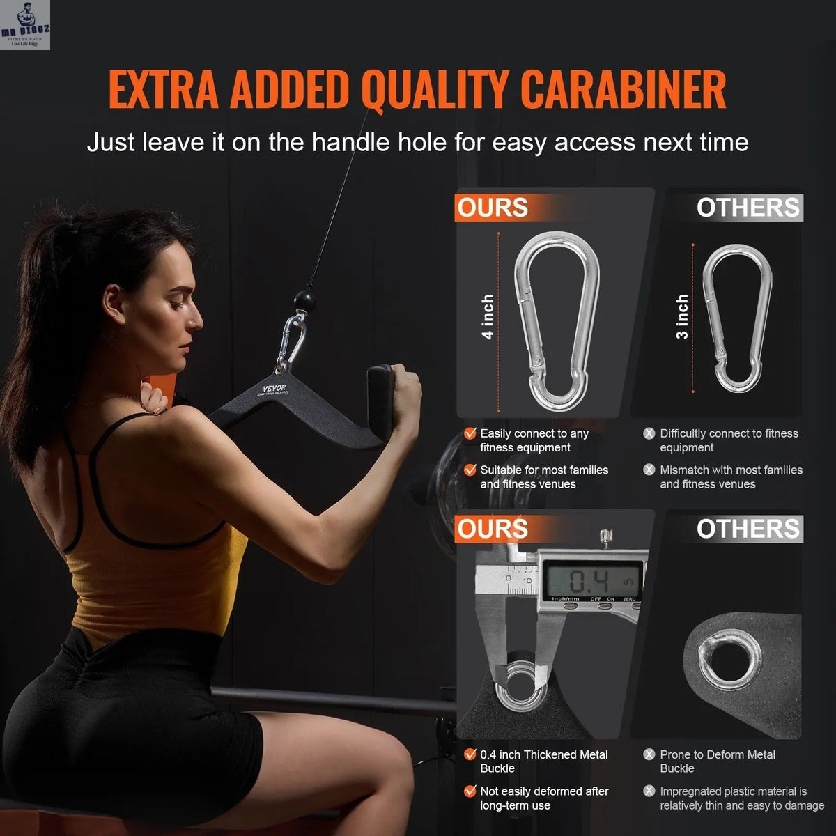 Lat Pulldown & Tricep Cable Attachment, view 4 - MrBiggz Fitness Shop